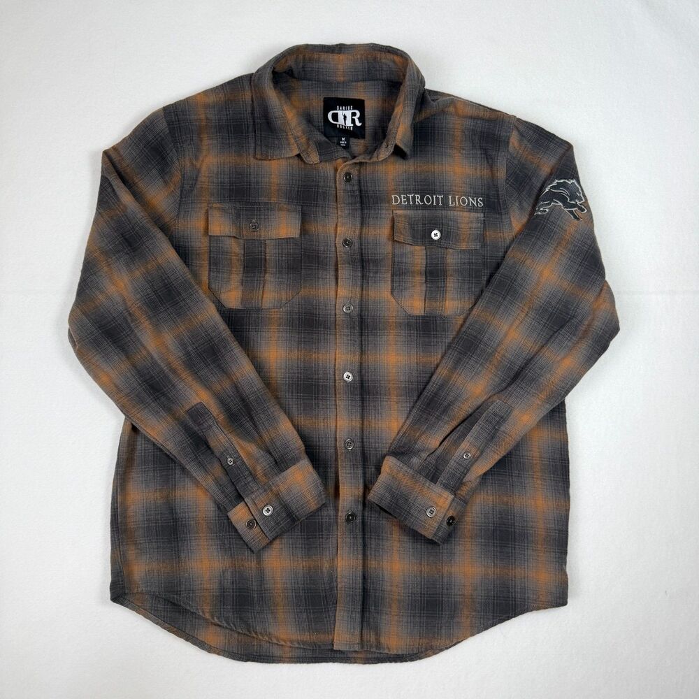 Darius Rucker Detroit Lions Flannel Shirt Men Medium Plaid Embroidered Fanatics